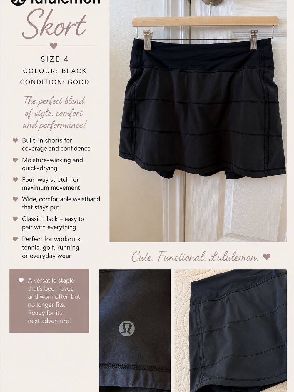 lululemon athletica Black Circle Skort